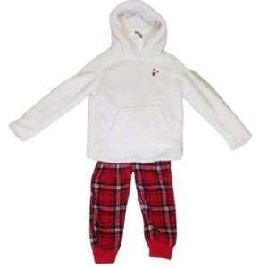 NWT Girls' Cozy Sherpa Plaid Pajama Set - Cat & Jack - M